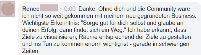 Testimonial von Renee über Business-Erfolg durch Community und Kurs