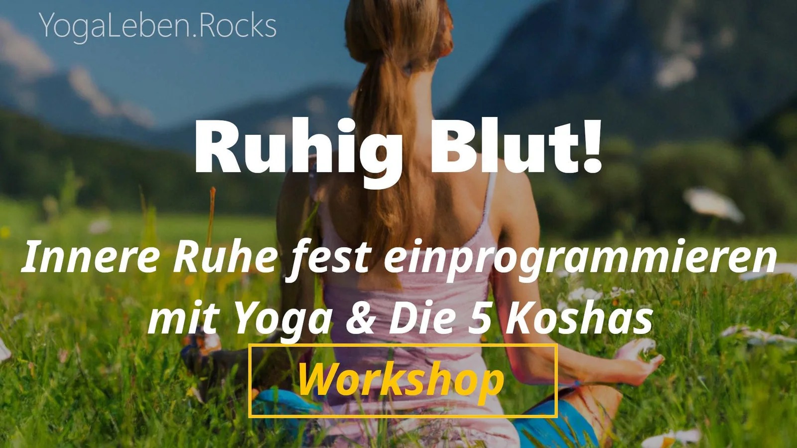 Frau in Yoga-Pose auf Wiese mit Bergen: Ruhig Blut! Innere Ruhe fest einprogrammieren Workshop