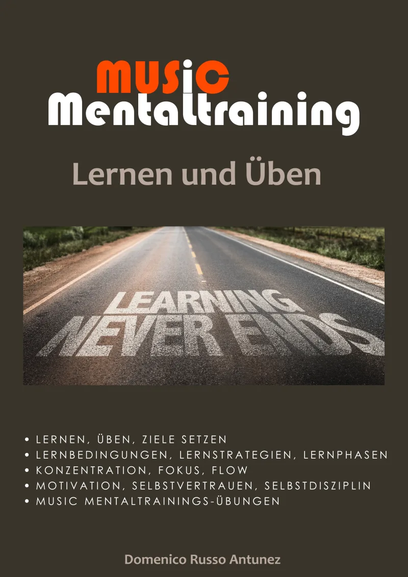 Cover Buch Music Mentaltraining Lernen und Üben mit Straßenschrift auf grauem Hintergrund