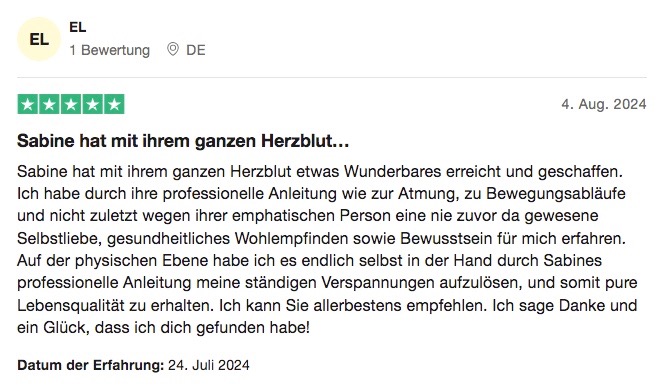 Fünf-Sterne-Bewertung EL Sabine Herzblut Atmung Bewegung Kundenerfahrung