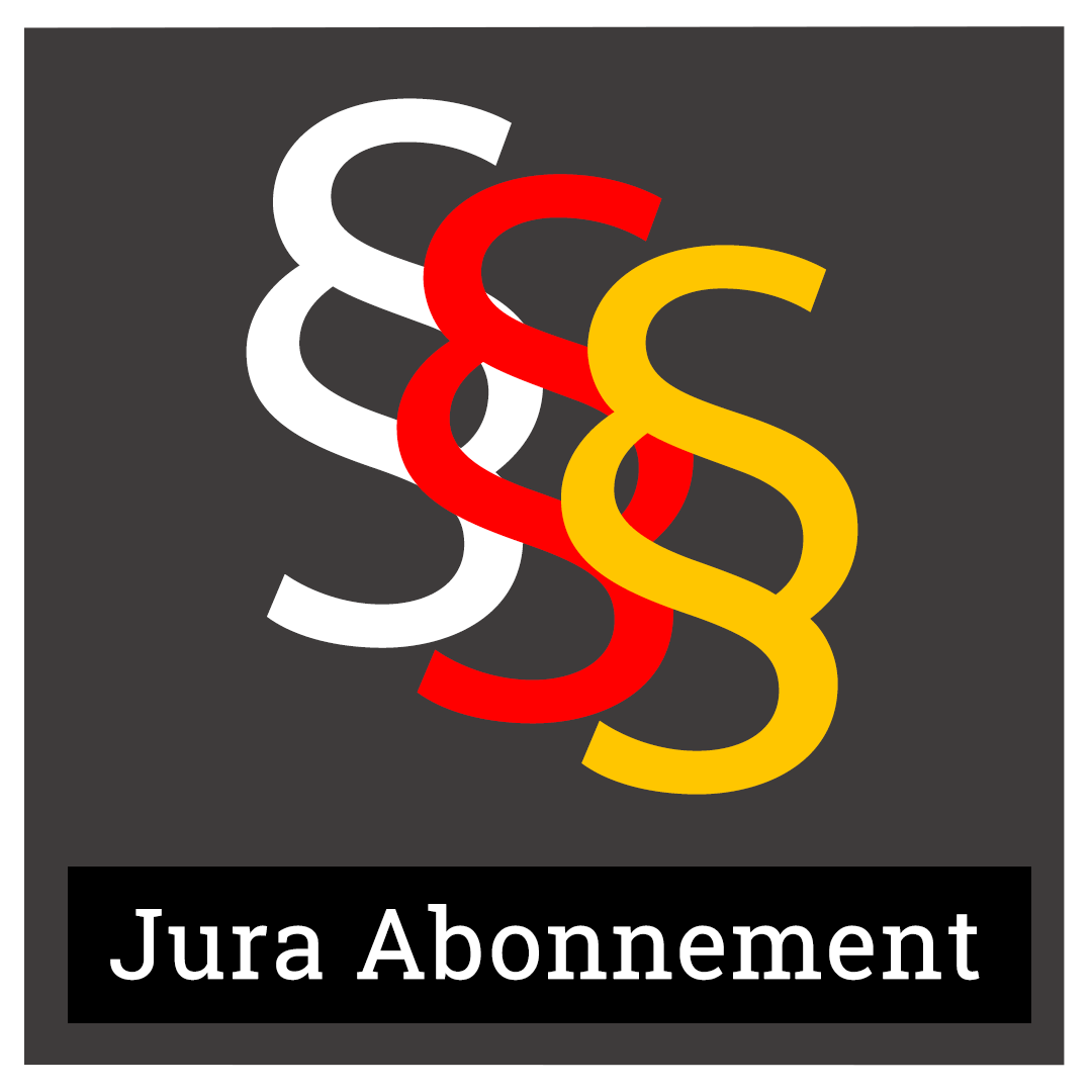 Jura Abonnement Button mit Paragraph-Symbol auf dunklem Untergrund