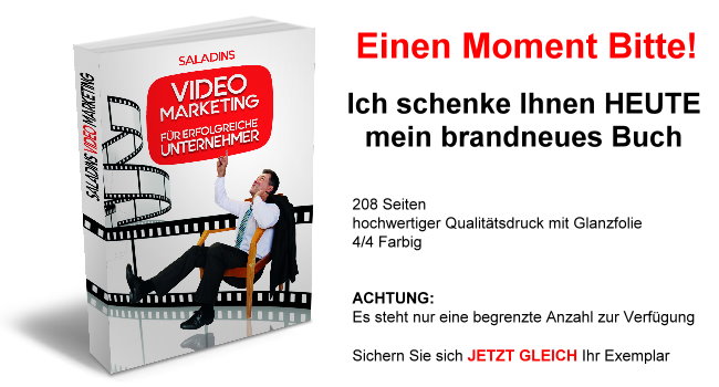 Popup-Grafik mit Videomarketing Buch und Angebot – kostenloses Exemplar heute