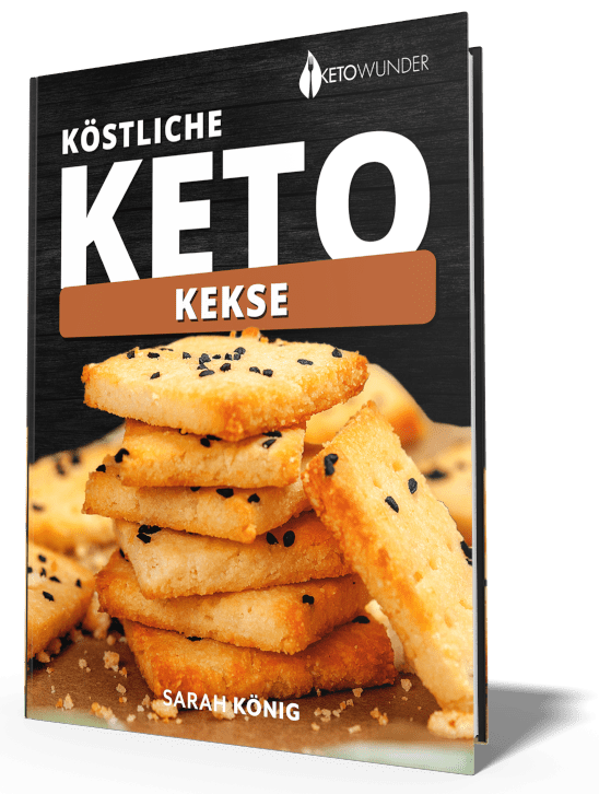 Cover von Sarahs 30 köstliche Keto-Kekse-Rezepte mit gestapelten Keksen