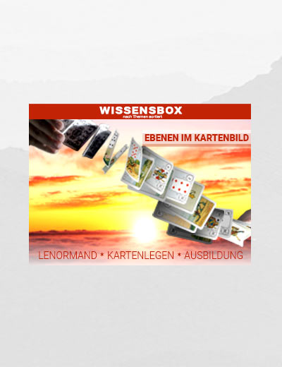 Schamanische Trommelreise – Audio-Meditation mit Solfeggio 23 Produktbox Wissensbox Ebenen im Kartenbild mit Tarotkarten und Sonnenuntergang