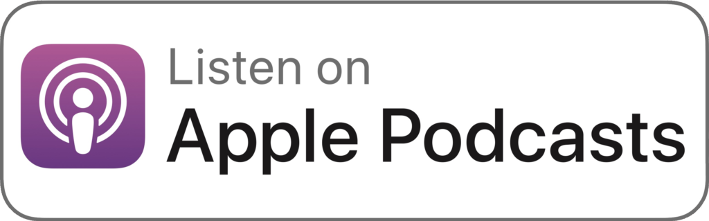 Apple Podcasts Logo mit Schriftzug Listen on Apple Podcasts