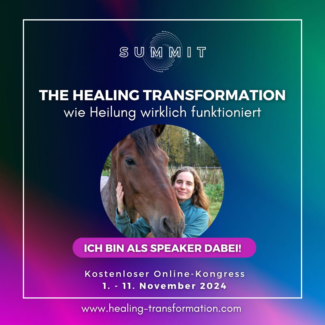 Quadratisches Speaker-Banner für Healing Transformation Summit mit Linda Held und Pferd