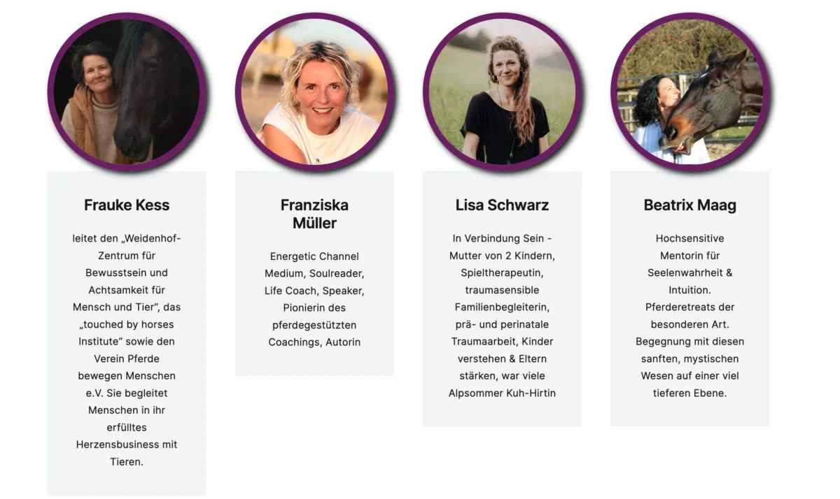 Speaker-Galerie mit Frauke Kess, Franziska Müller, Lisa Schwarz, Beatrix Maag