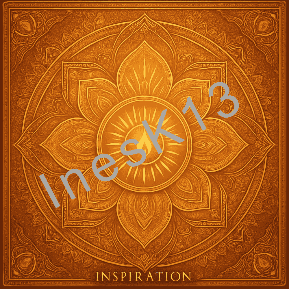 Seelenlichtcode Dankbarkeit – E-Book mit Mandala-Ritualen 1 Seelenlichtcode Inspiration – orangefarbenes Mandala mit Blüte und Lichtstrahlen