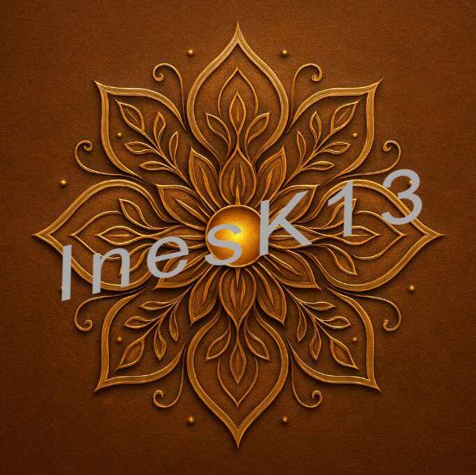 Mandala mit goldenen Blättern auf braunem Hintergrund, Seelenlichtcode-Logo