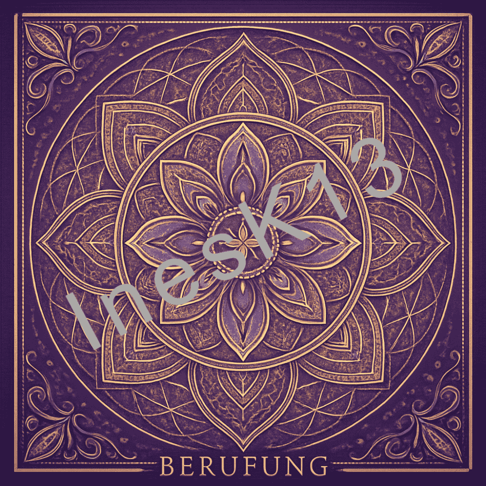 Mandala-Cover Seelenlichtcode Berufung mit lila Tönen und verschlungenen Ornamenten