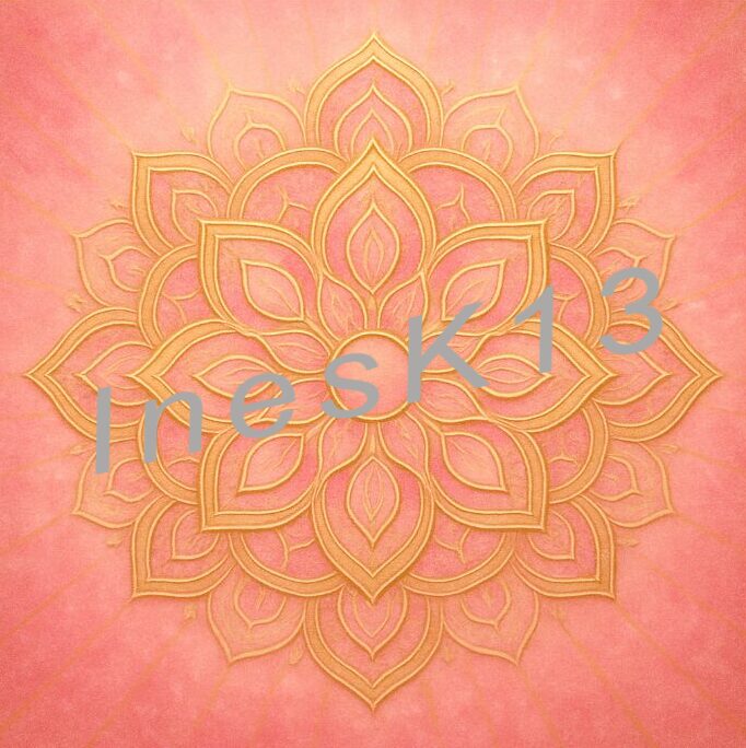 Mandala Liebe in Gold und Rosa mit sanftem Farbverlauf und Sanskrit-Text