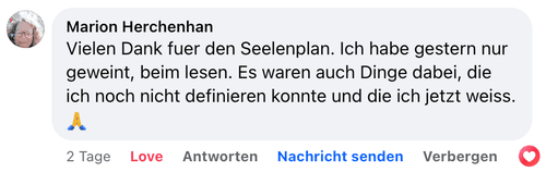 Kundenstimme von Marion Herchenhan über positives Feedback zum Seelenplan