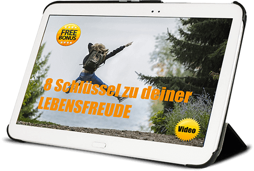 Tablet-Mockup mit Videokurs Standbild einer Frau beim Sport und Textoverlay