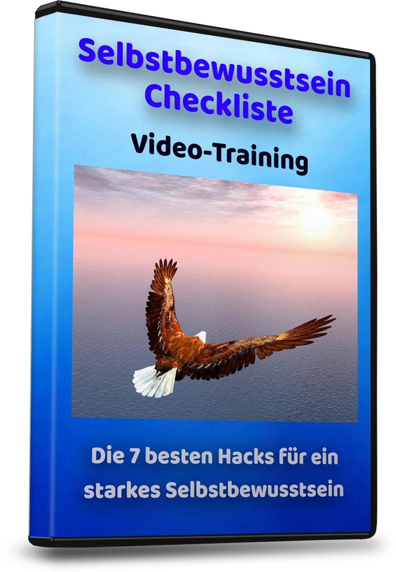 DVD-Box Selbstbewusstsein Checkliste Video-Training mit Adler über Wasser und Sonnenuntergang