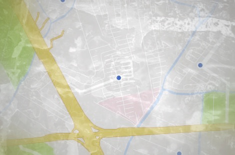 Digitale Kartenansicht mit GPS-Markierungen und Navigationselementen zur Routenplanung