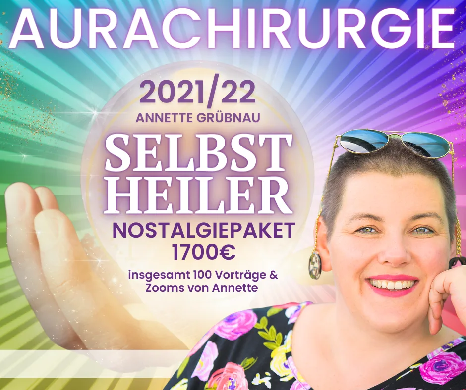 Produktabbildung Selbstheiler Nostalgiepaket I mit Annette Grübnau, lila-grünes Design mit Händen