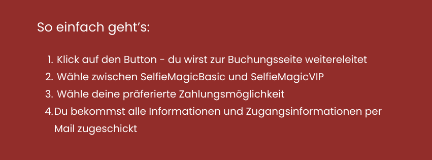 Anleitung zur Kursbuchung mit 4 Schritten auf rotem Hintergrund