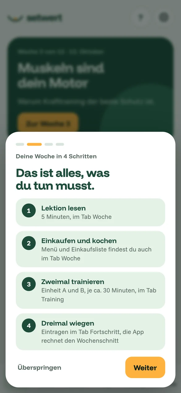 Halteplan-App: Jede Woche nur 4 Schritte