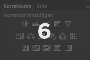 Korrektur-Werkzeugpalette mit Icons, Modul 6 Shootcamp Basiskurs