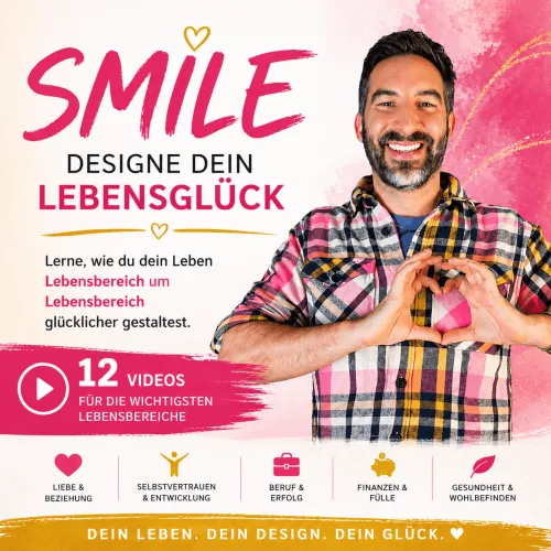 Produktpromotion SMILE mit Oliver Brandenburg im kariertem Hemd, Herzen, Text zu 12 Videos