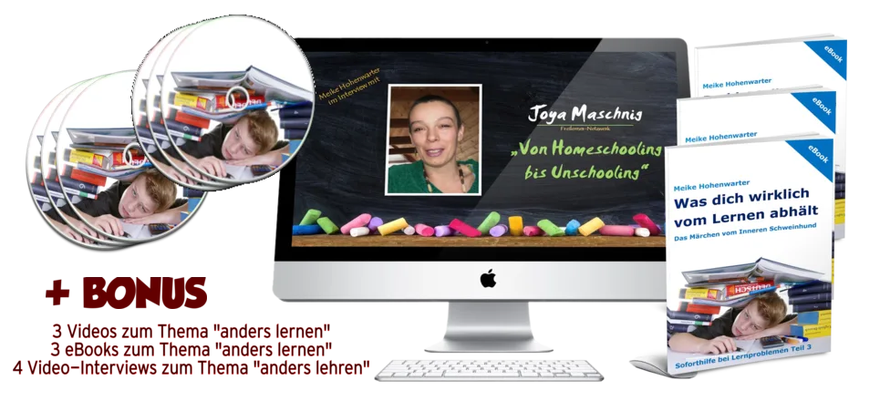 Bonus-Paket Mockup mit Monitor, DVDs, Joya Maschnig und eBooks