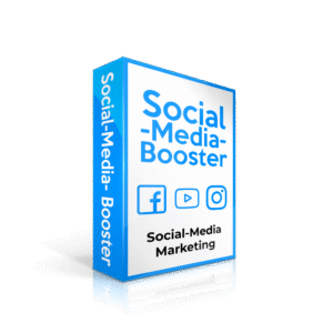 3D-Produktbox Social-Media-Booster mit Facebook-, YouTube- und Instagram-Icons