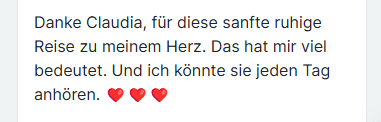 Kundenbewertung: Danke für sanfte Reise zum Herzen mit emotionalen Herzen-Emojis