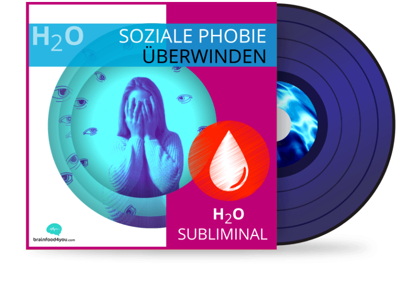 H2O Soziale Phobie Überwinden Subliminal – Vinyl-Cover-Mockup mit lila Schallplatte und Produktlogo