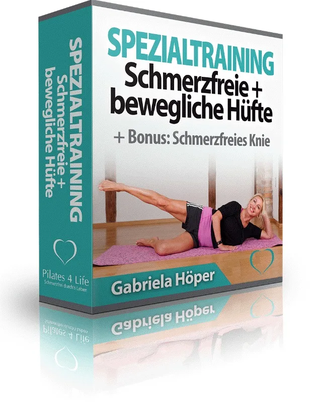 Pilates-Instruktor zeigt Hüfte + Knie Übung