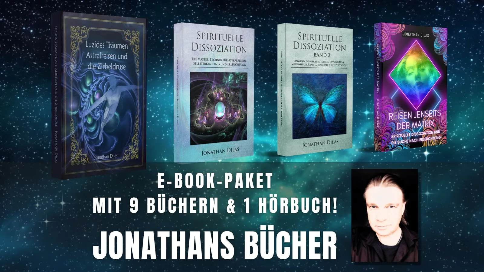 E-Book-Paket mit 9 Büchern und 1 Hörbuch von Jonathan Dilas über spirituelle Themen