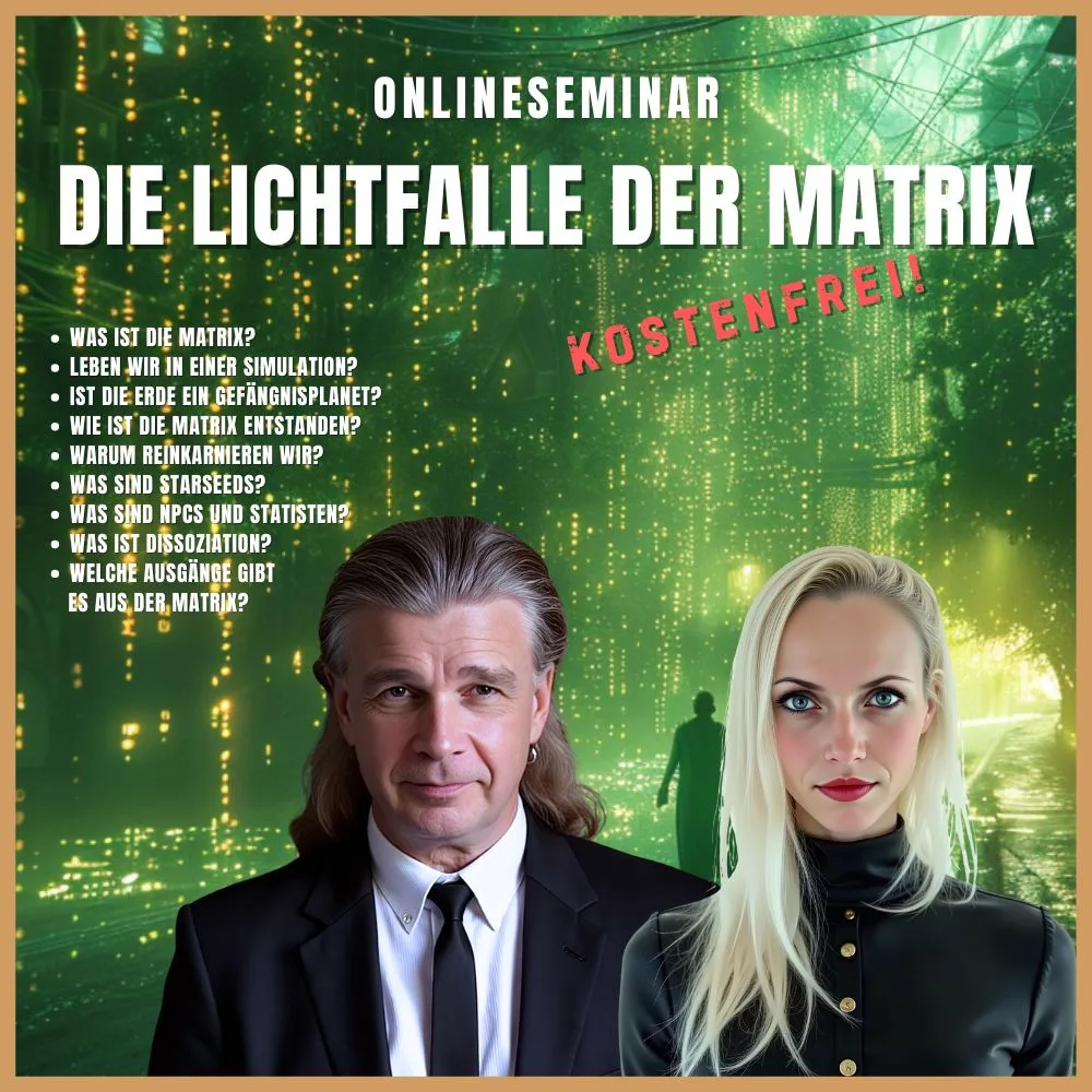Matrix-Seminar Banner mit Lichteffall-Konzept in grünem Digital-Design