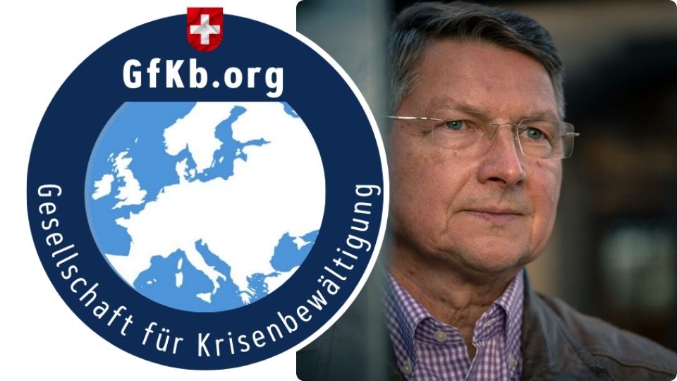 GfKb-Logo mit Mann in Brille, Mitgliedschafts-Grafik für krisenbewaeltigung.org