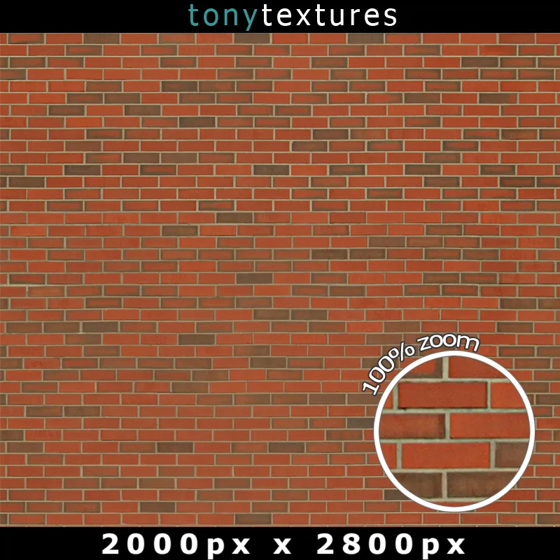 Rote Backsteinmauer mit Mörtel-Fugen, nahtlose Textur für 3D-Modellierung und Rendering, 2000×2800px