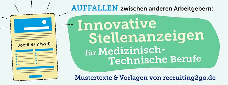 Stellenanzeigen-Mustertexte: Medizinische Technologen 2 Banner für Stellenanzeigen-Mustertexte Medizinische Technologen mit Jobinserat-Grafik