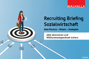 Recruiting Briefing Sozialwirtschaft Banner mit Frau auf Zielscheibe