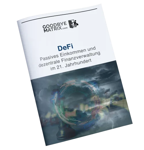 Strategiepapier DeFi – E-Book zu Decentralized Finance 1 DeFi Strategiepapier Cover von GoodbyeMatrix mit futuristischem Design und Kreis-Symbol