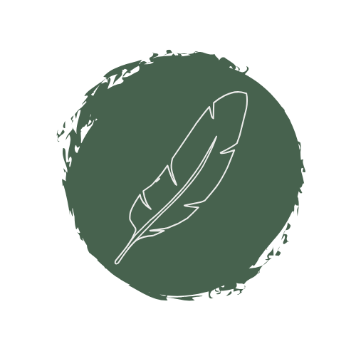 Symbolische Illustration: leichte Feder auf grünem Hintergrund mit Blattmotiven