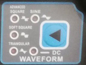 Waveform-Wahlschalter der Super TIG 200DI mit Optionen für Advanced Square, Sine, Soft Square, Triangular und DC