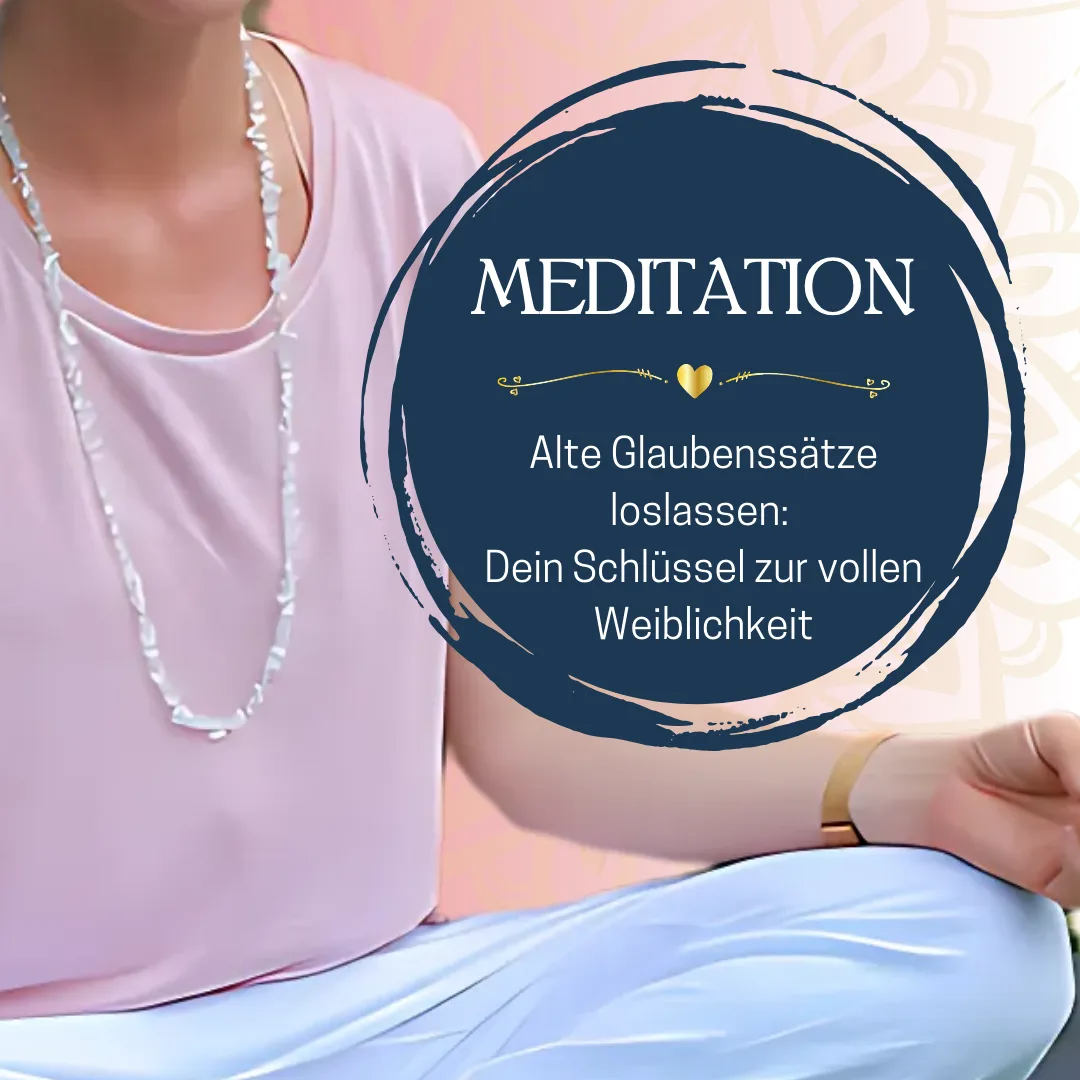 Meditation zu alten Glaubenssätzen mit Frau und Blaustein