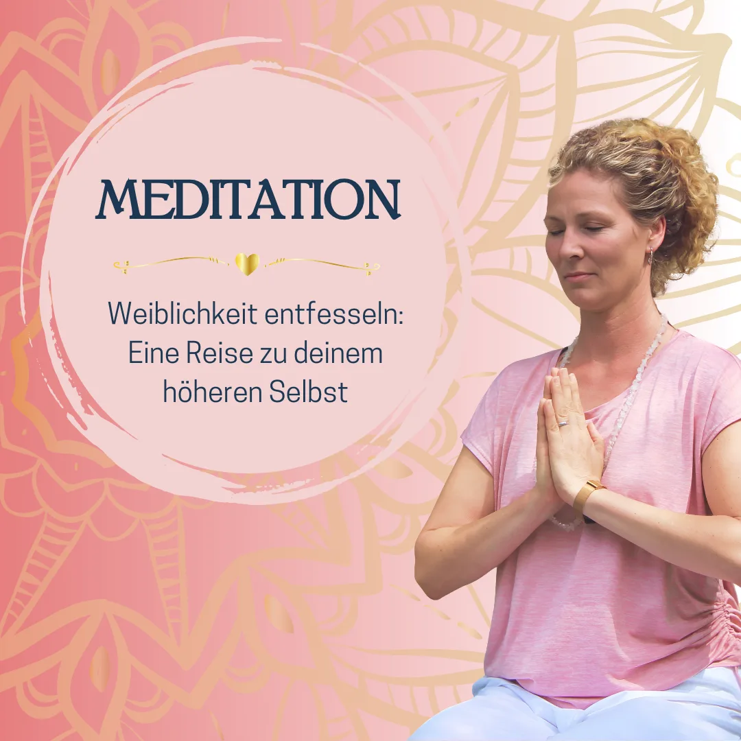 Meditation Weiblichkeit entfesseln mit Simone Schmitt in rosa Kleidung