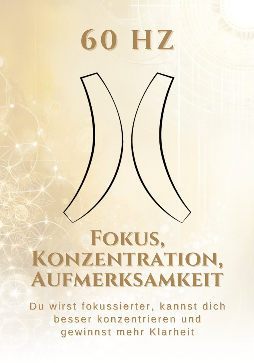 Frequenz-Grafik 60 Hz mit zwei gewölbten schwarzen Linien und Textangaben zu Fokus und Konzentration