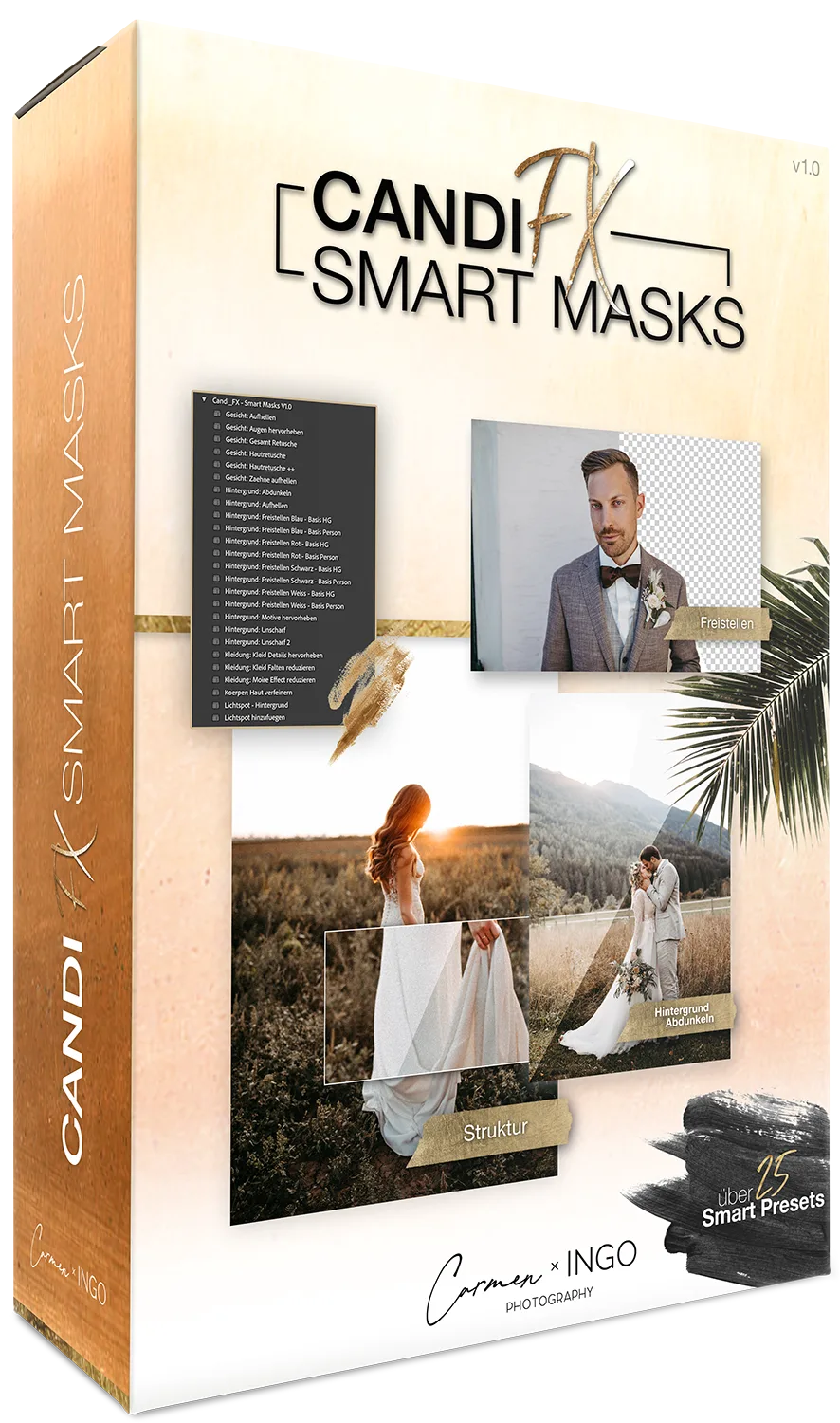 The Roadtrip – Videokurs zur Fotobearbeitung 1 Produktbox CANDI Smart Masks v1.0 von Carmen and Ingo Photography mit Gesichtsretusche-Vorlagen