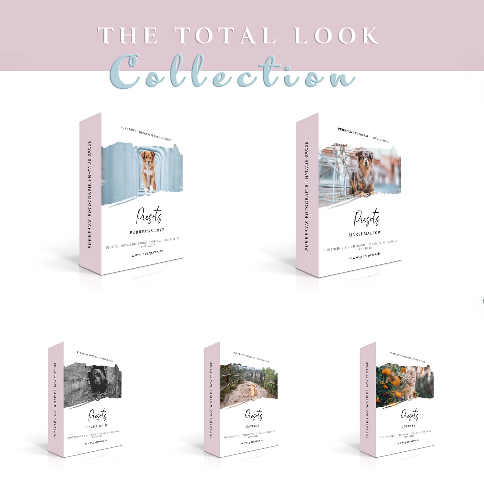 The Total Look Collection mit fünf Preset-Boxen nebeneinander angeordnet