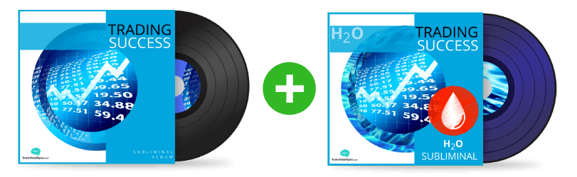 Duo-Album Trading Success mit zwei Vinyl-Schallplatten, schwarze und violette Platte mit Börsen-Motiv