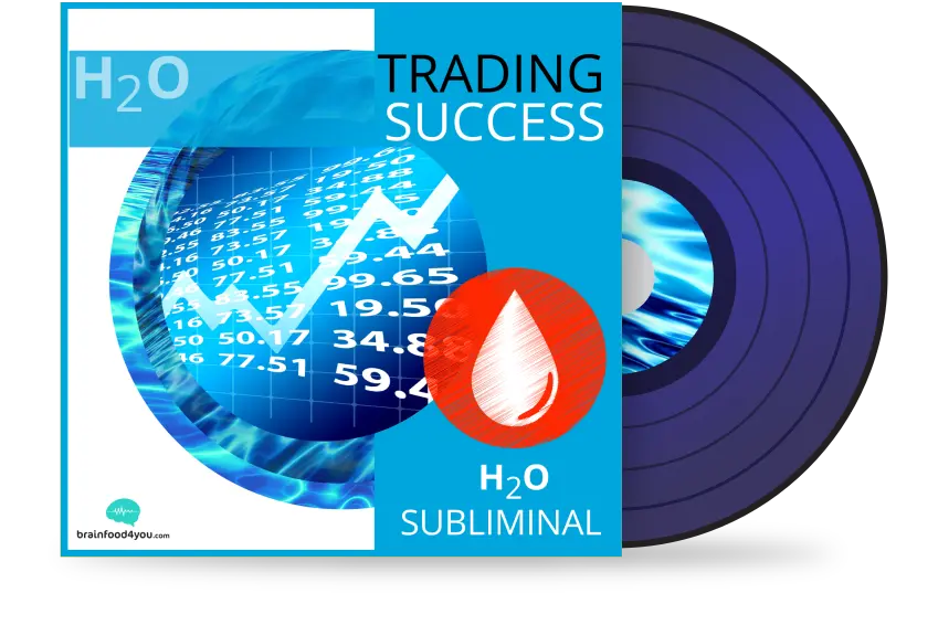 H2O Trading Success Subliminal Album Mockup mit violetter Vinyl-Schallplatte und Wasser-Tropfen Symbol