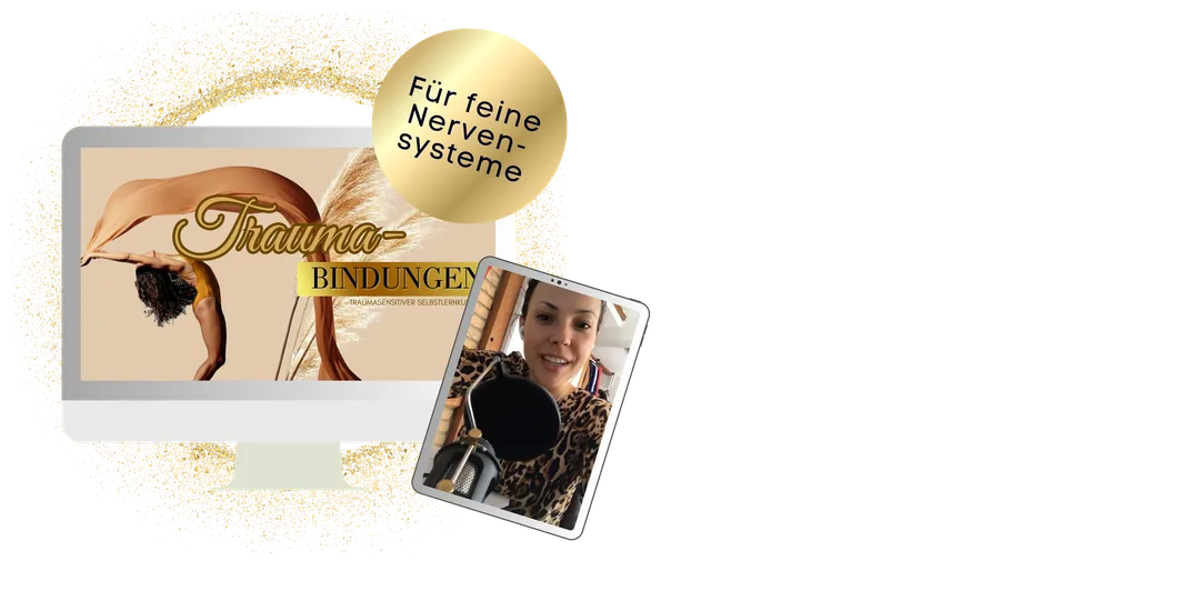 Mockup mit Traumabindungen-Banner, Portrait von Sonja Kopplin und Text über Nervensysteme