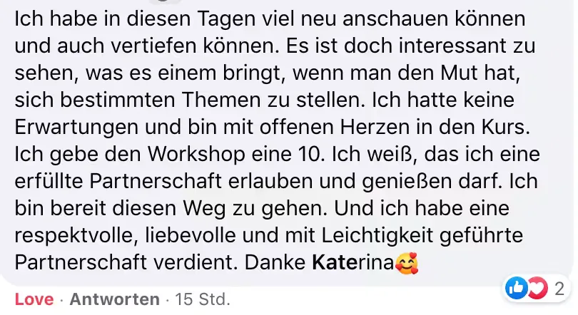 Kundenstimme zum True Love Awakening Workshop