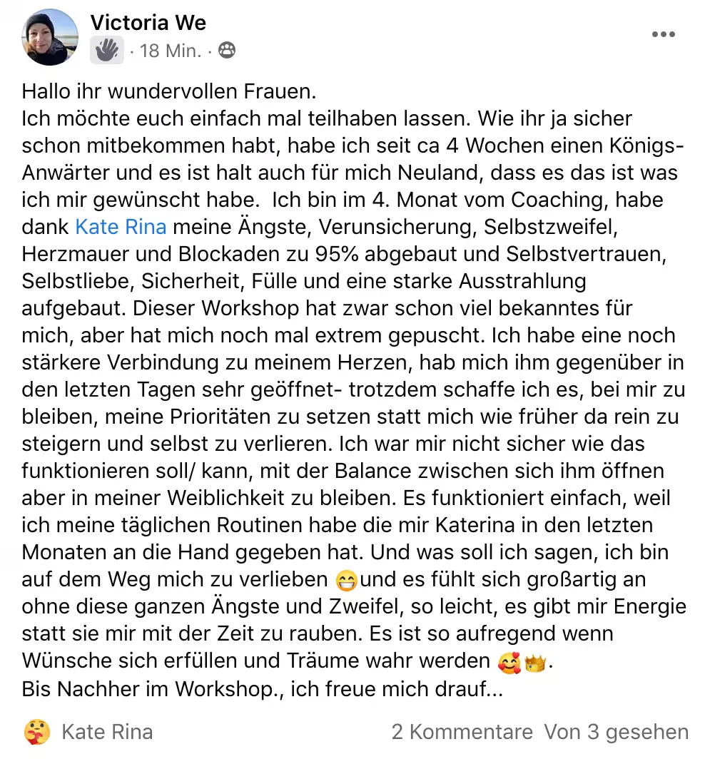 Kundenstimme Victoria zum True Love Awakening Workshop