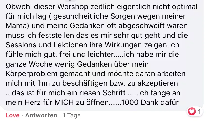 Kundenstimme zum True Love Awakening Workshop