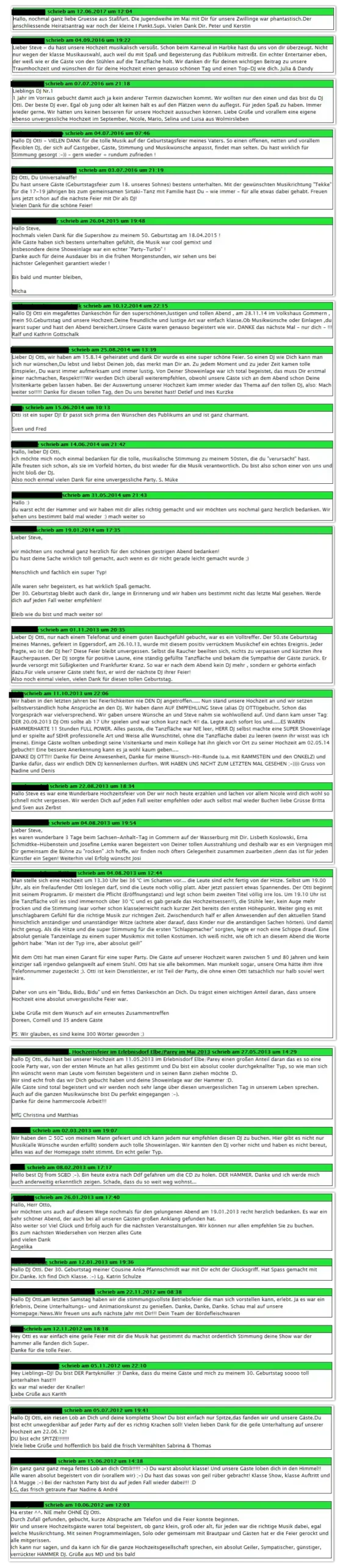 Über 50 schnelle Wasserkocher Rezepte – Kochbuch als E-Book 7 Gästebucheinträge für DJ OTTI mit handgeschriebenen und gesammelten Kundenbewertungen